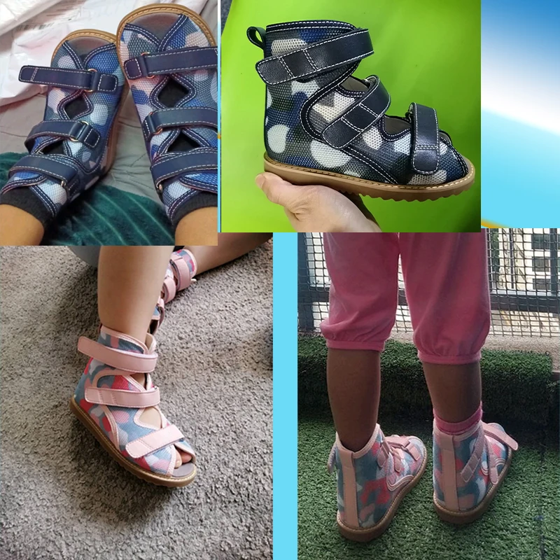 Children Sandals Summer Kids Orthopedic Mesh Shoes Boys Girls Toddler Stiff Hook Loop Clubfoot Varus Valgus Footwear 3 To 12Age