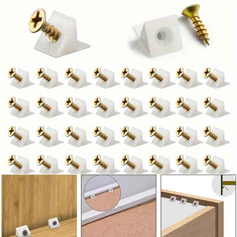 Drawer Wedges 50/100pcs With Screws Bookshelves Angle Code For Bottom Support Plastic Repair Angle Code Bracket Fastener drawer wedges