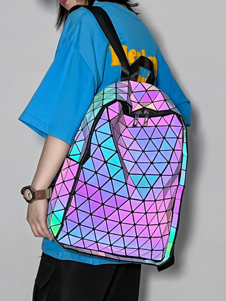 fashion girls geometric fluorescent school backpack| Alibaba.com