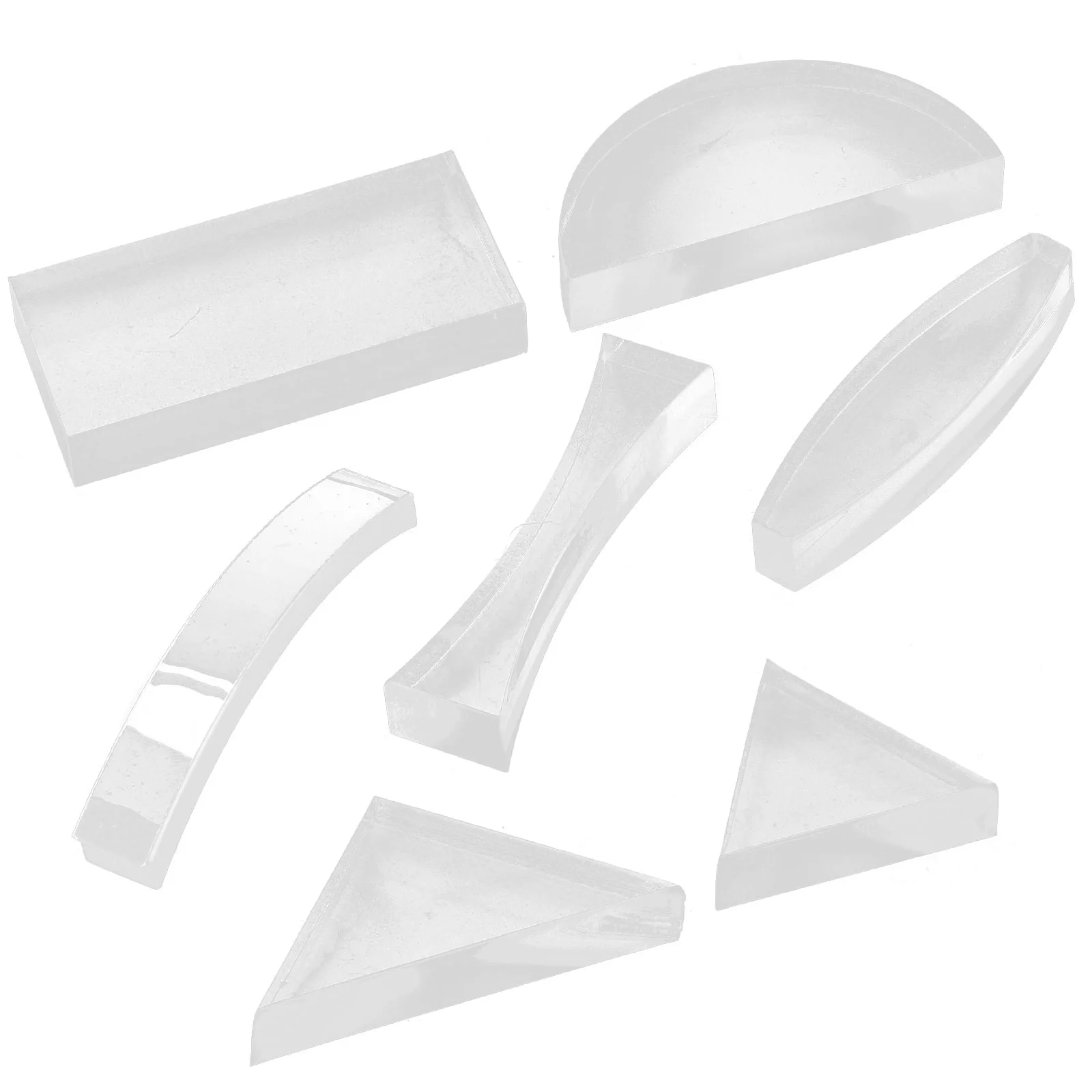 7 Pcs Optical Lens Set Glasses Physics Clear Rectangle Middle School Work for Teaching Kit