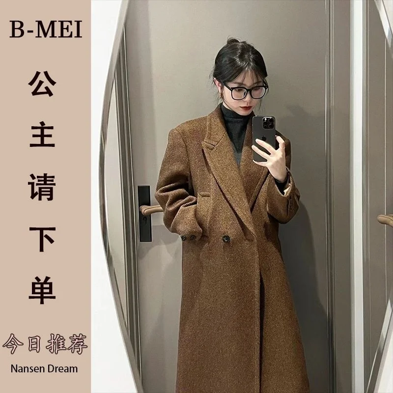 ジャケット・アウター VOAAOV 20aw tumbler tweed long coat Wankang Mens Winter Trench Coat Long Jacket Casual Double