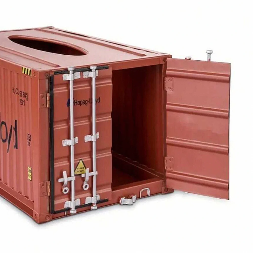 Metal Cargo Shipping Container Tissue Box Cover, Table Decorations Household Napkin Paper Iron Holder 3