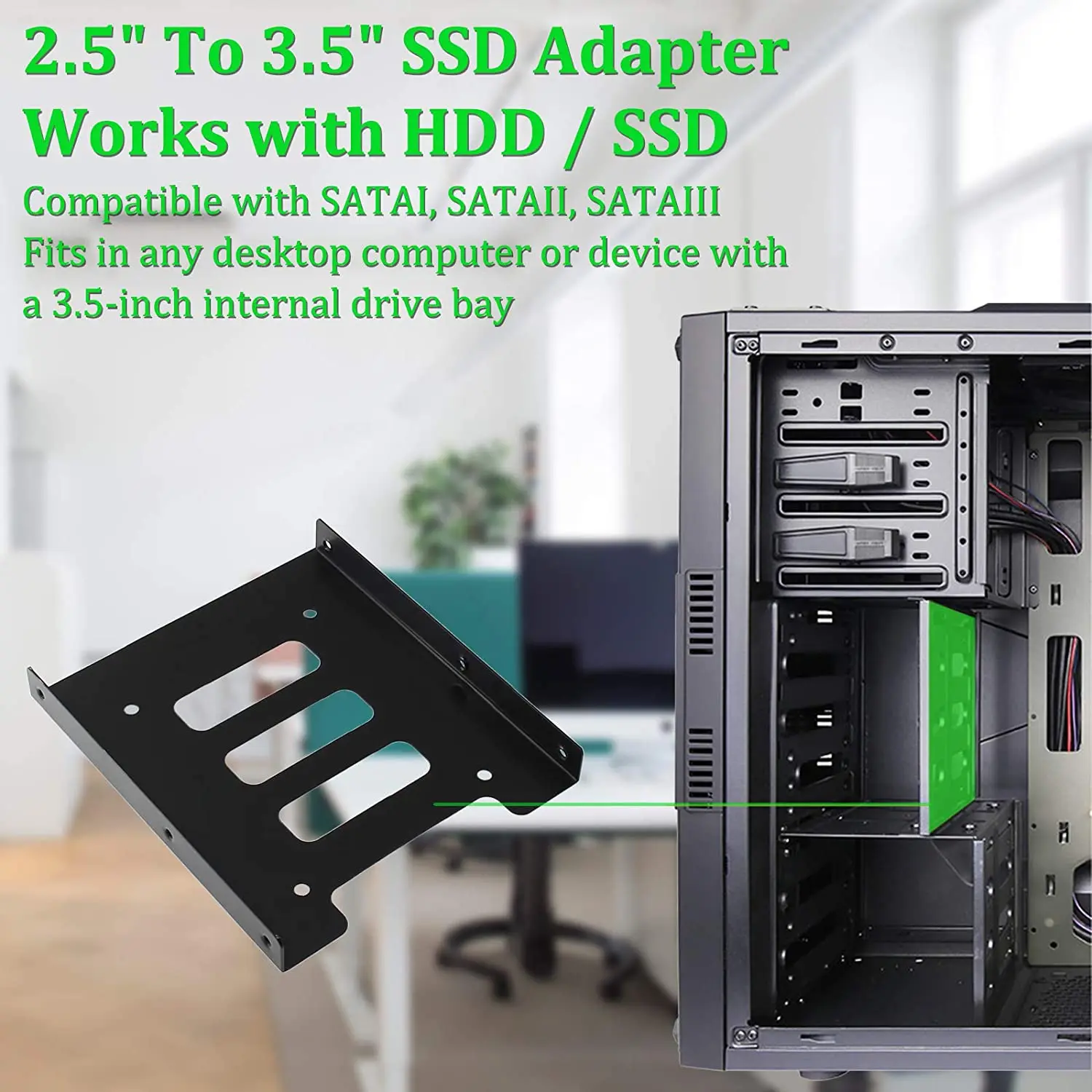 10개 2.5인치 SSD HDD를 3.5인치 금속 장착 어댑터 브래킷(나사 포함)으로 변환하는 PC 데스크탑 하드 드라이브 케이스용 하드 드라이브 홀더