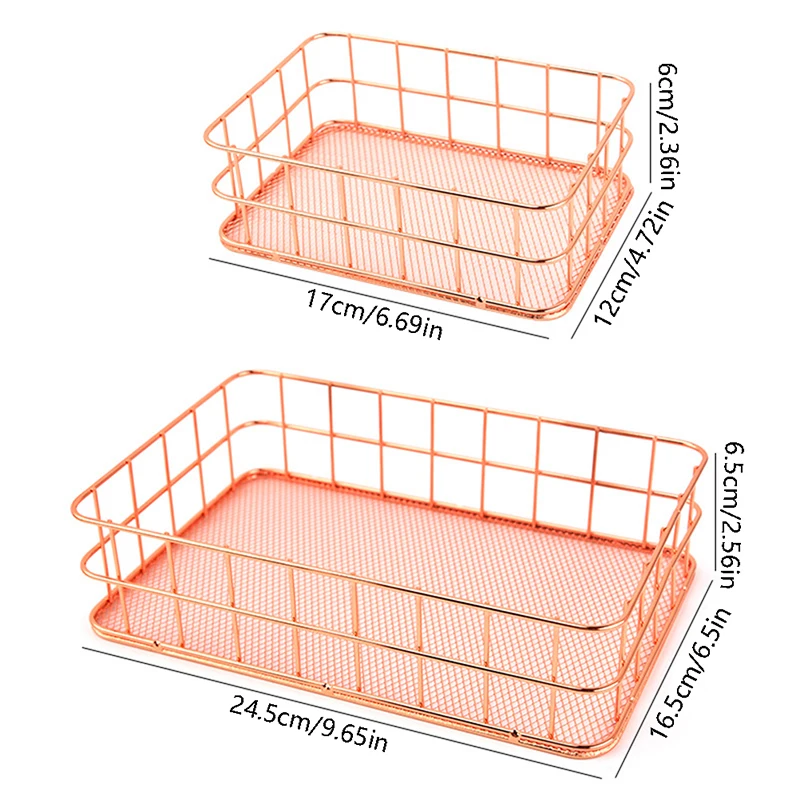 Nordic Gold Metal Iron Makeup Pen Storage Basket Office Desktop Sundries Makeup Brushes Holder Table Cosmetics Organizer Rack 6