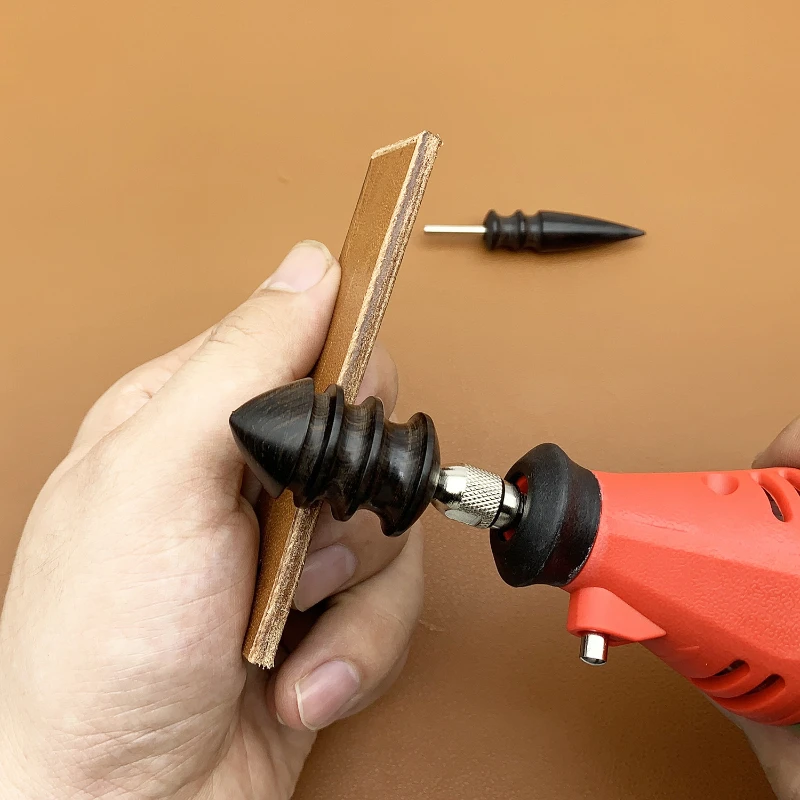 Leather Edge Electric Polishing Machine Bit Leather Craft Tools Sandalwood Head Leather Burnisher DIY Leather Grinding Tool