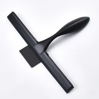 14'' INCH Shower Squeegee Silicone Rubber Wiper Scrape With Suction Cup Hook Black Color Glass Mirror Bathroom Cleaner 2