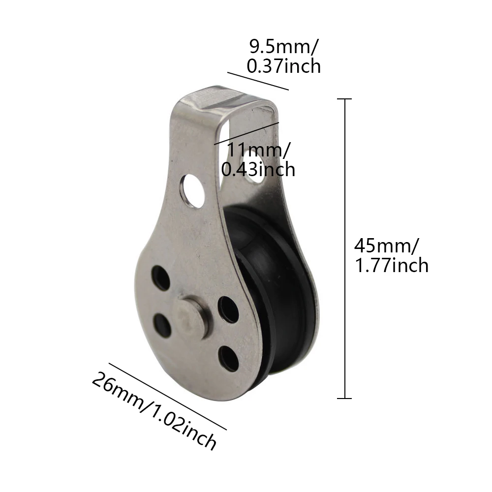 Timing Pulley 304 Stainless Steel Pulley Single Wheel Load Bearing Swivel Lifting Rope Pulley for Blocks Rope Runner Kayak Boat Accessories