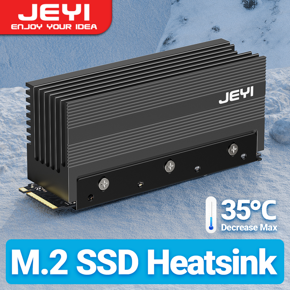 JEYI M.2 2280 SSD HeatSink Cooler, Heavy Duty Aluminum Convective Heat Sink, Passive Heat Sinks with Fins, (35â Decrease Max)