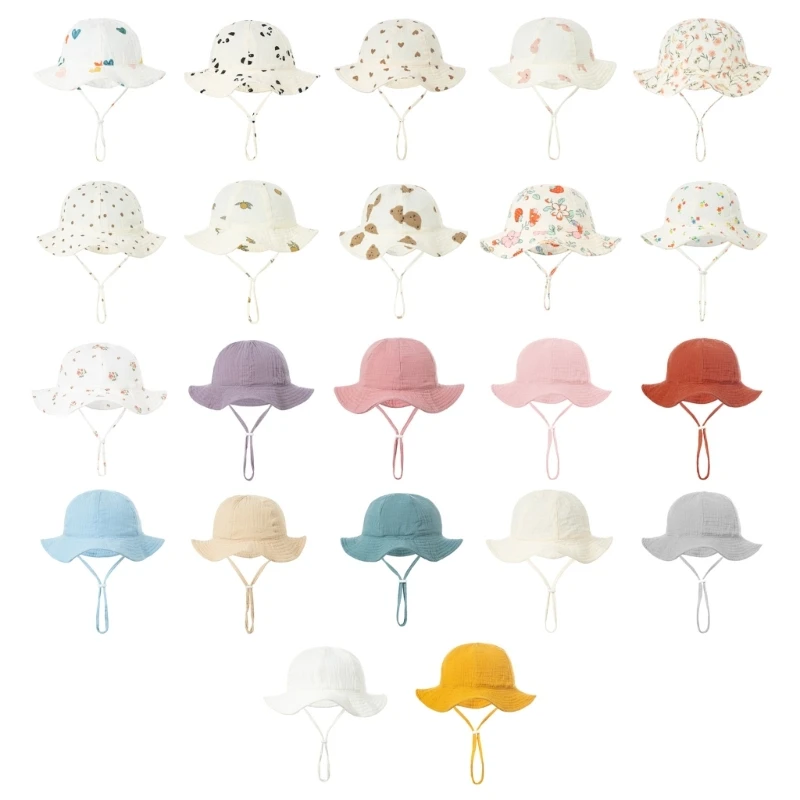 

N80C Toddler Sun Hat Baby Fisherman Cap Wide Brim Flower Print Bonnet Hat for Infant Girls Summer-Beach Hat Outdoor Headwear