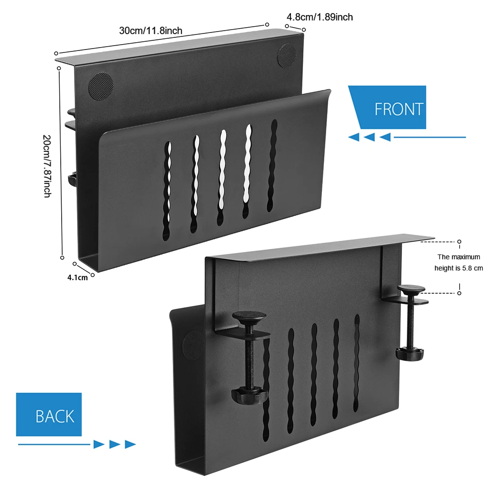 책상 옆 수납 정리함, 드릴 없이 책상 아래 노트북 홀더, 책상 선반 클램프, 사무용품 및 스튜디오 필수품