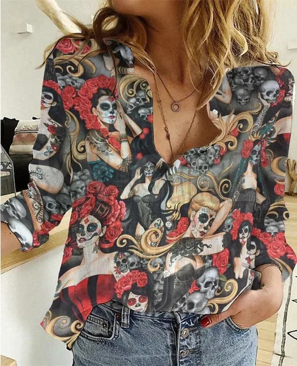 Day Of The Dead Good Casual Shirt  3D Printed Button-down Shirt Casual Unique Streewear dead good detectives