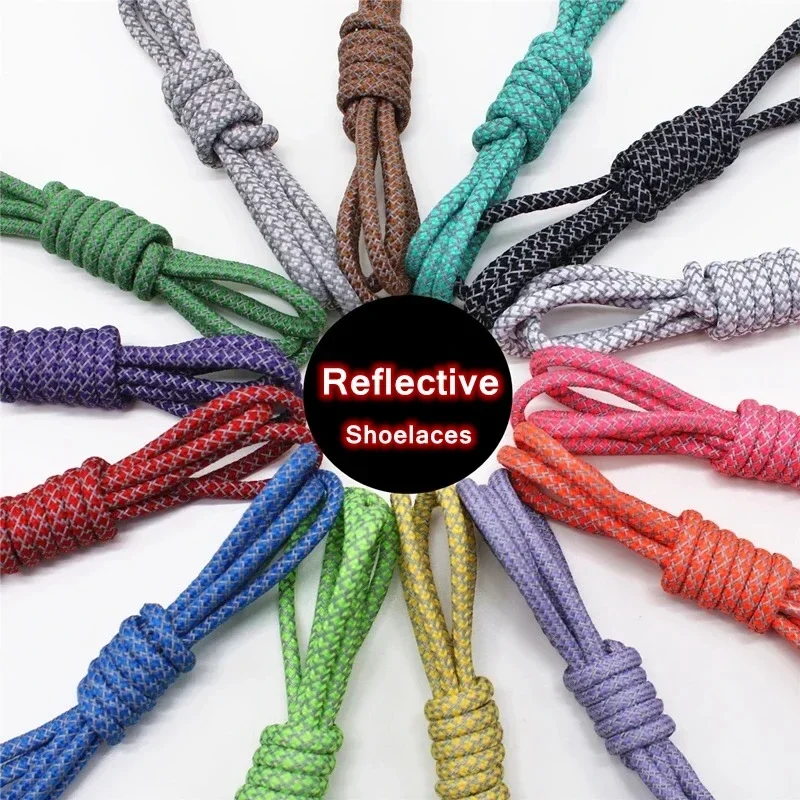 

3M Reflective Shoe laces Round Sneakers Shoelaces Kids Adult Outdoor Sports Shoelace Length 100 120 140 160CM 19 Colors 1Pair