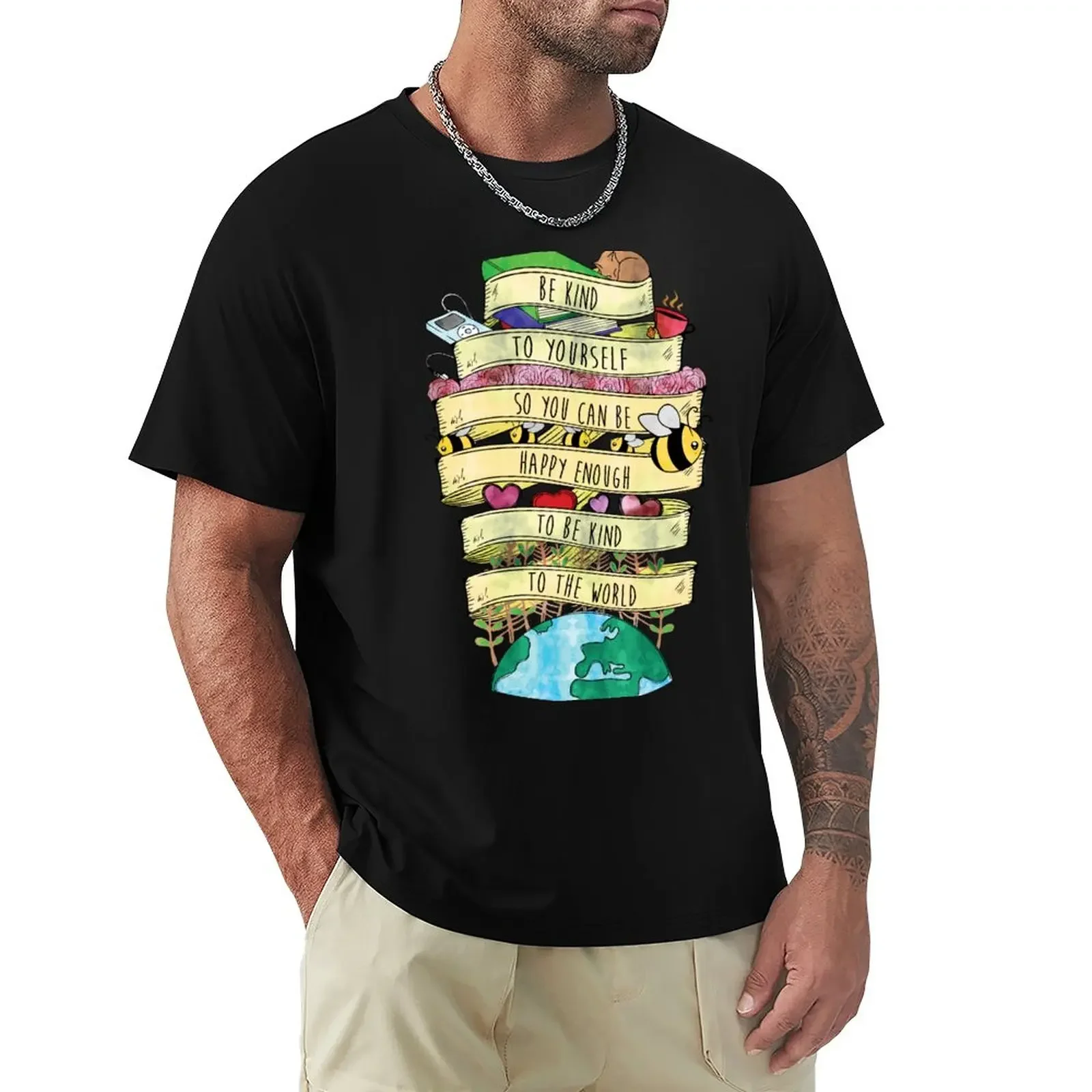 

Be Kind to Yourself Misha Collins Quote- Color T-Shirt plain tops graphics T-shirt men