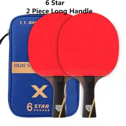 HUIESON 6 Star Carbon Table Tennis Set - Advanced Ping Pong Racket for Adult Training and Club Play (6 Star 2 Long)
