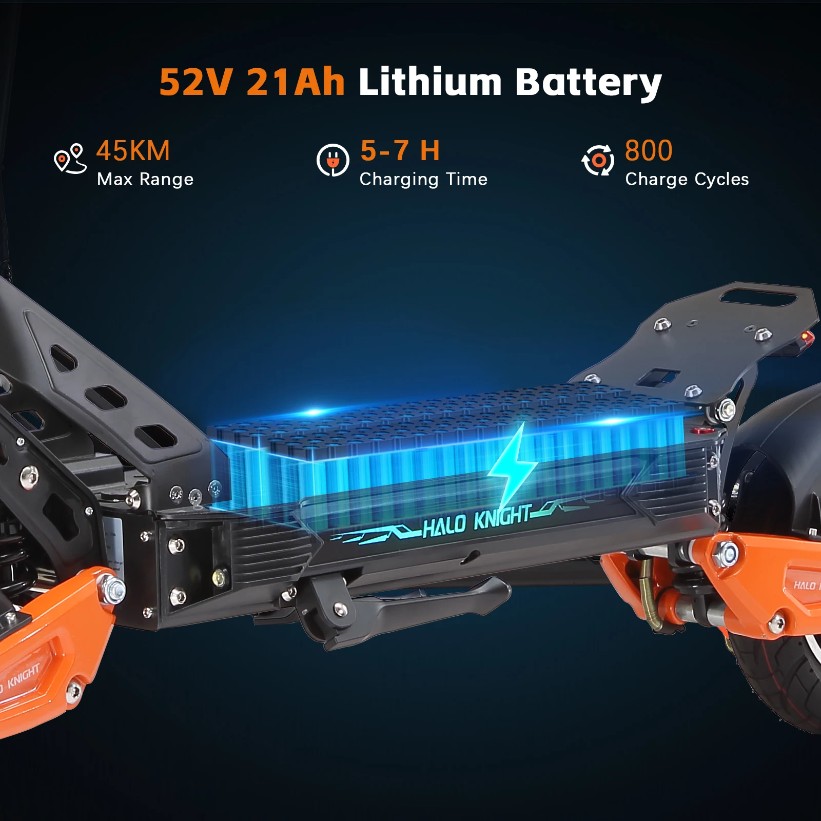 HALO KNIGHT T102 Elektroroller 52V 1200W 21Ah Top E-Scooter Günstig Kostenloser Versand 50KM/H E-Scooter Faltbarer Erwachsenen-Roller – Detail 3