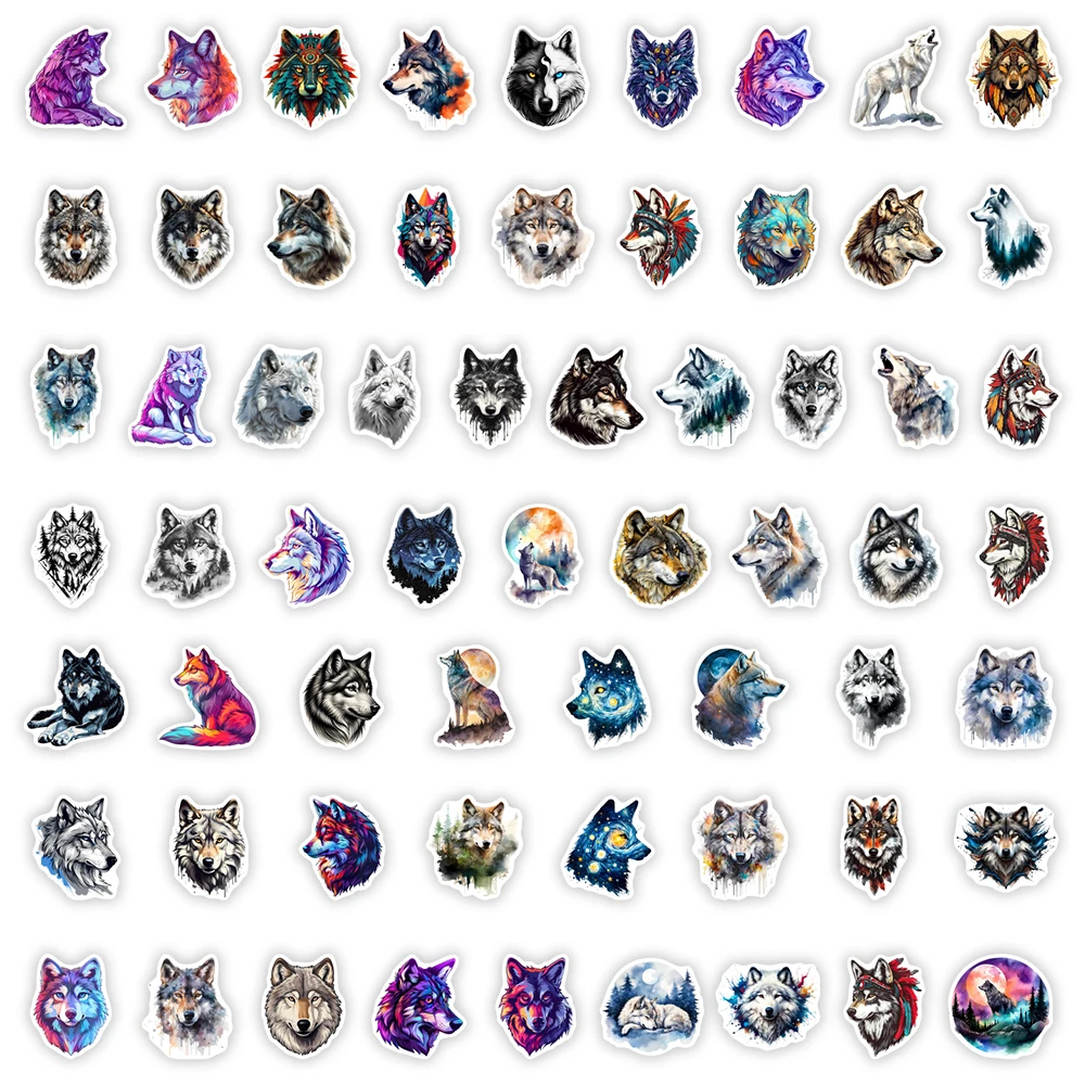 Stickers Aesthetic Wolf Cool Art Kids DIY Gift Toy Waterproof Decal For Scrapbook Junk Journals Laptop Luggage Bottle Decorative
