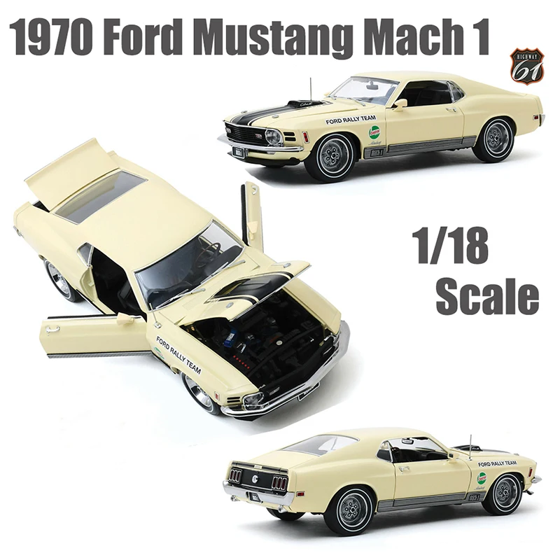 

Diecast Alloy 1/18 Ford Mustang Mach 1 Rally Car Model Beige Adult Classic Collection Static Display Souvenir Gift Boy Toy