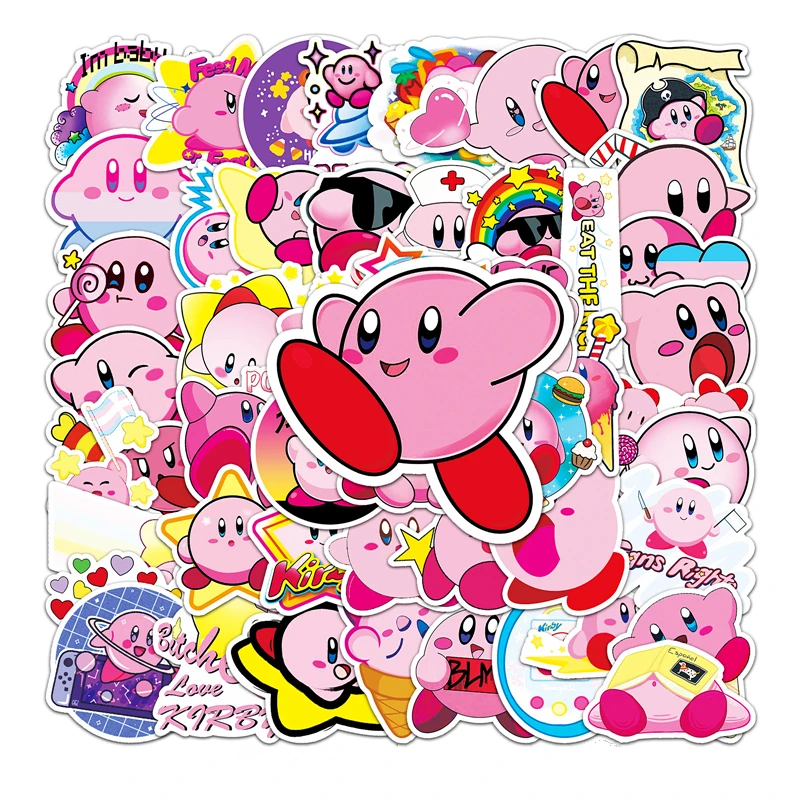 Cartoon Anime Game Kawaii Kirby Stickers for Laptop Suitcase Stationery Waterproof Decals Graffiti Kids Toys Gifts