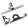3 In 1 Square Angle Ruler Set Engineer Adjustable Combination Spirit Level Ruler Combination Protractor Measuring Tool Set 300mm 2