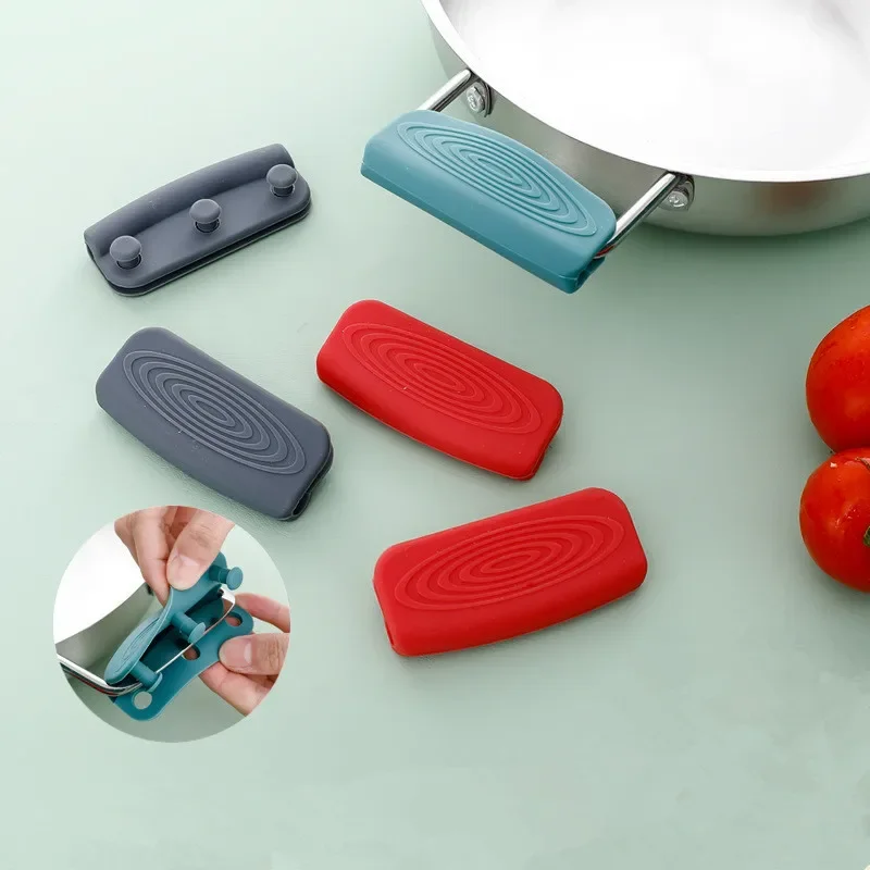 Silicone Pan Handle Cover Heat Insulation Pot Ear Clip Non-slip Steamer Casserole Pan Handle Holder 2/8