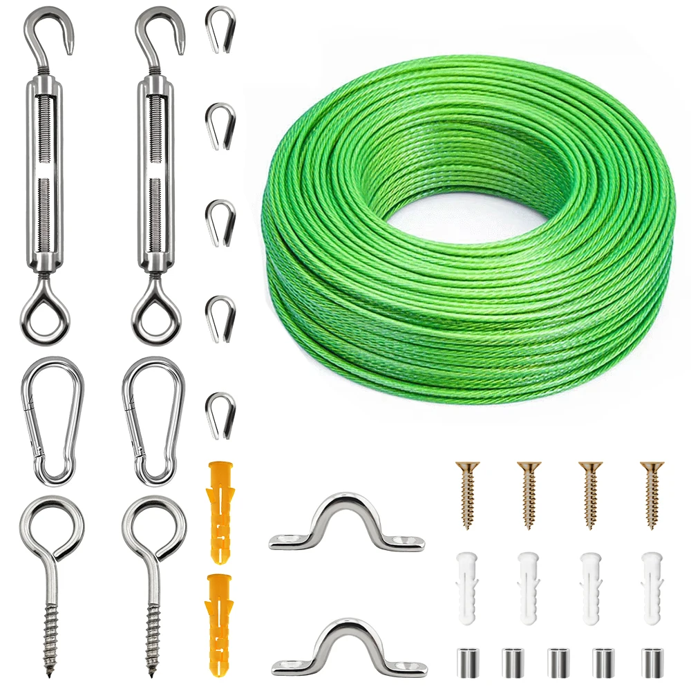 10/15/20 m 304 PVC-beschichtetes Edelstahl-Seil-Set, Gartenzaun, Versicherung, Camping, Wäscheleine, Balkongeländer, landwirtschaftlicher Zaun – Detail 8