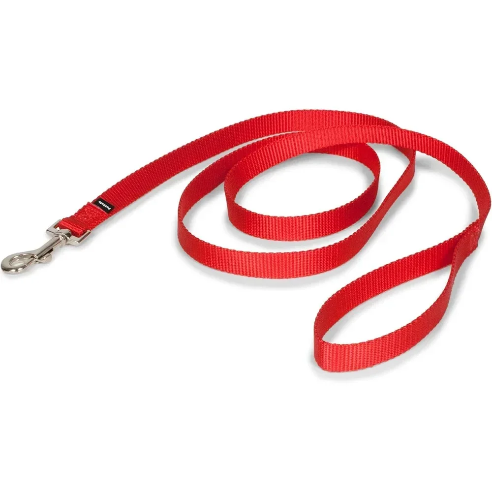 Nylon Dog Leash – Strong, Durable, Traditional Style Leash with Easy to Use Bolt Snap – 3/4" x 6', Red