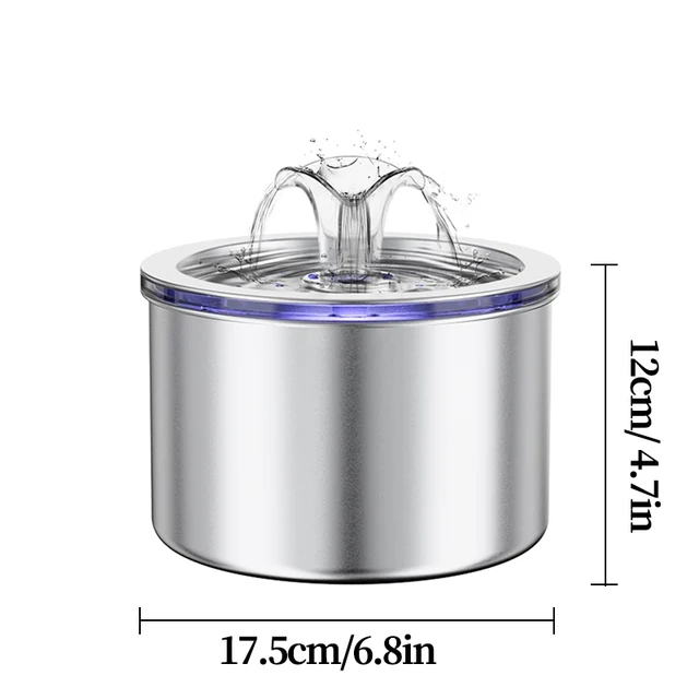 2.2L Pet Water Feeder With Transparent Window Silent Filter With Faucet Stainless Steel Automatic Dog Drinking Fountain 6