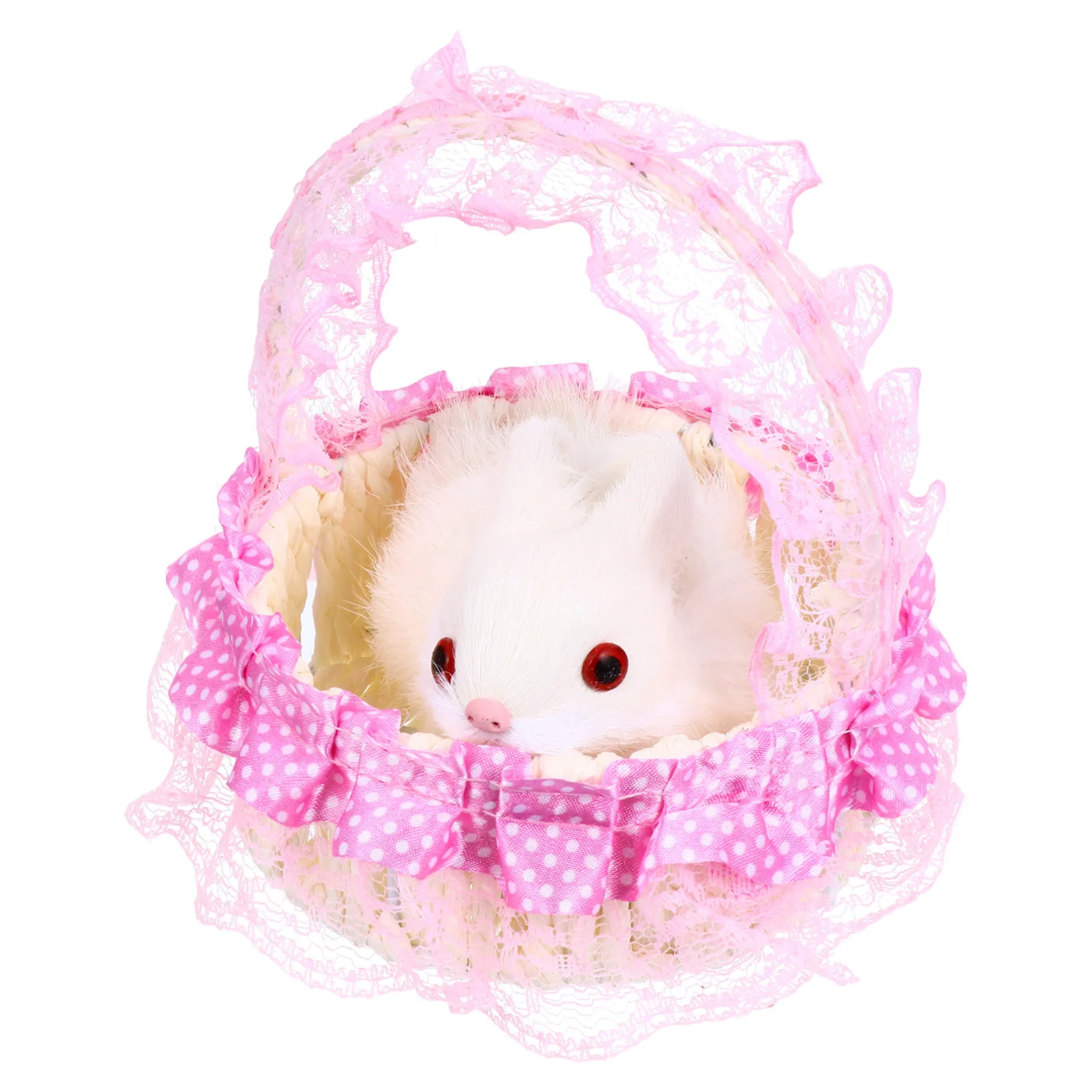 1Pcs 직조 바구니 시뮬레이션 토끼 장식품 장식 장식품 고품질 소재 고급 장인 정신 복고풍 우아함