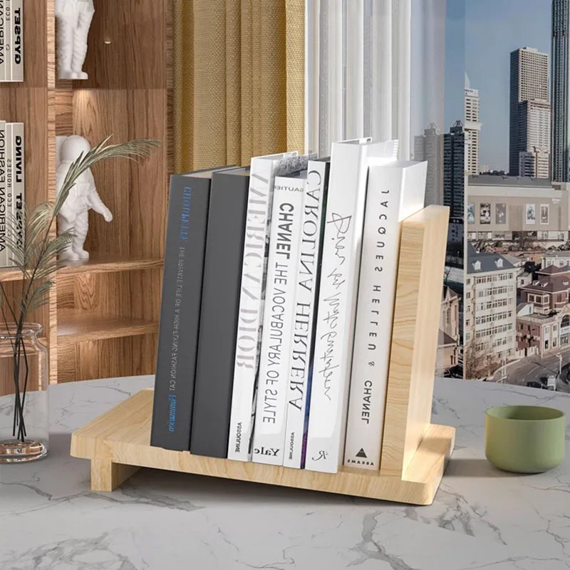 Magazine Shelf Office Bookshelf Books Desk Rack Print Floor Racks Desktop Table Organizer Wood Folding Furniture Space Savers