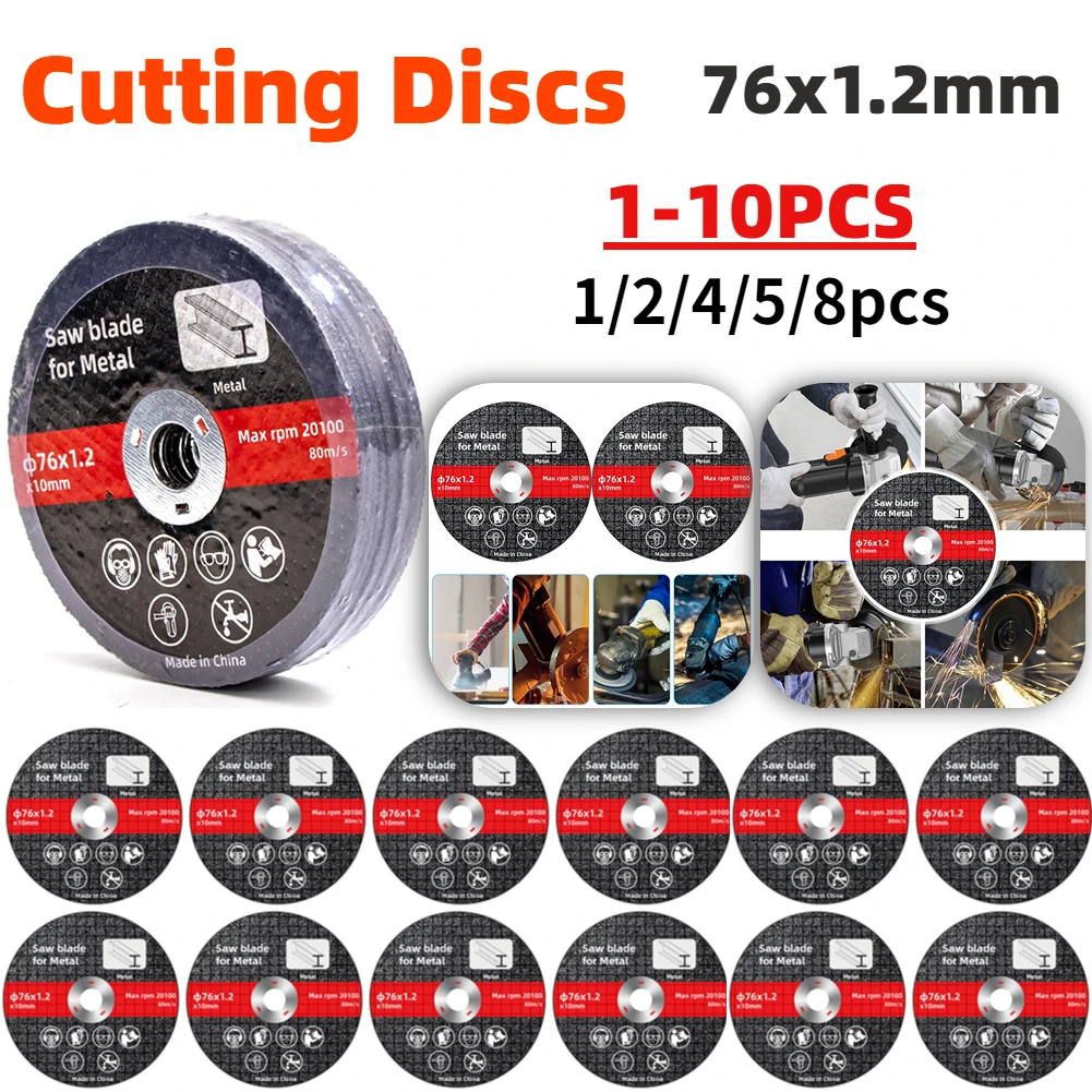 Metal Cutting Disc Anngle Grinder Grinding Wheels for Stainless Steel Cut Off Wheel Reinforced Resin Cutting Blade 1-10pcs 76mm