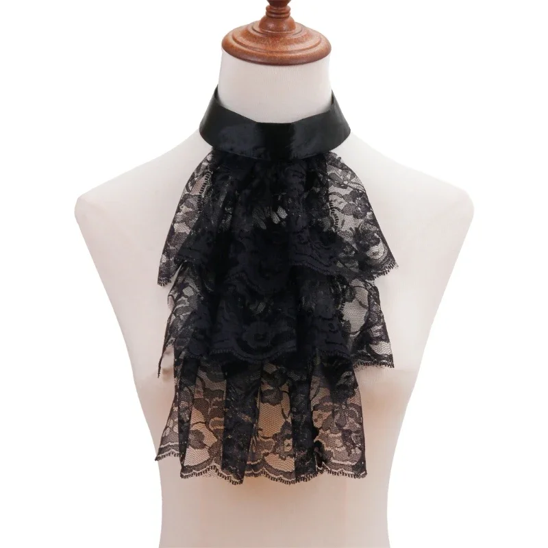 Ruffled Lace Jabot Collar for Masquerades Victorian Styles