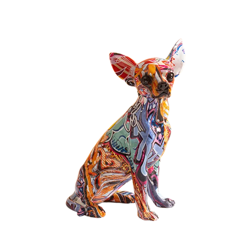 

Creative Art Chihuahua Colorful Small English Resin Dog Crafts Home Decoration Color Modern Simple Office Desktop Craft