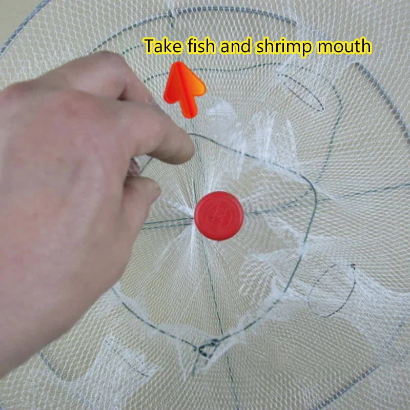 1pcs Foldable Fishing Shrimp Fish Crab Bait Net Trap 4 Holes Crayfish Lobster Fishnet Cast Dip Cage 42*20cm fishing net fishing traps crayfish catcher
