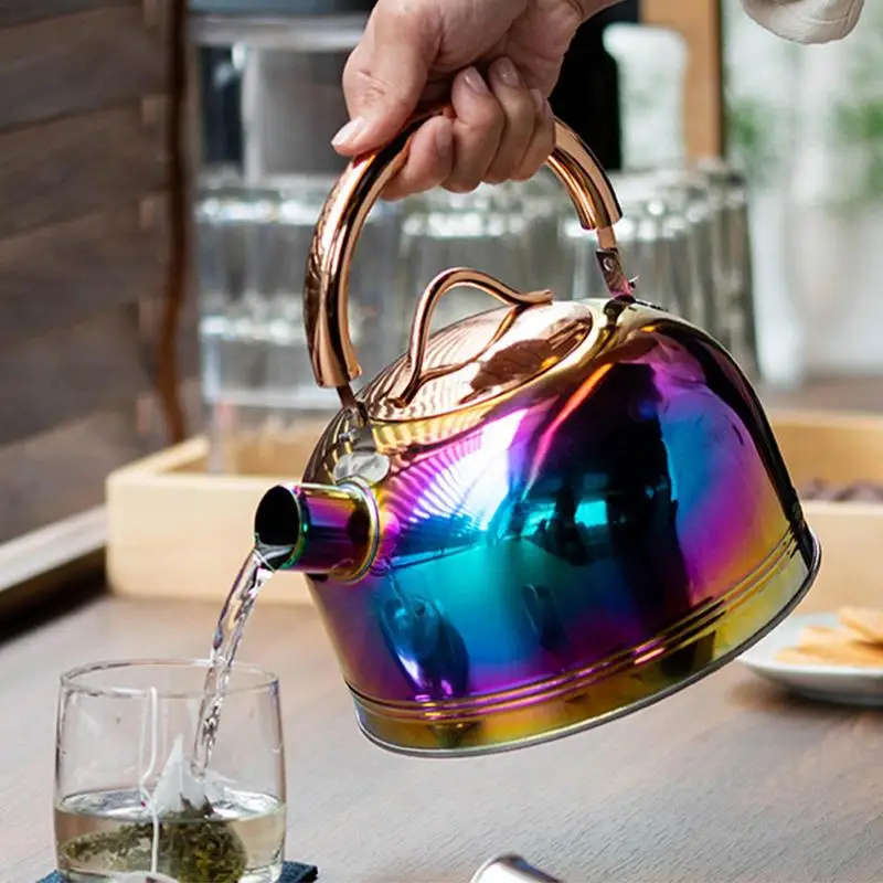 

Whistles Tea Kettle Electroplated Stainless Steel Teapot Kettle Coffee Glass pot Convenient Office Tea Pot Kitchenware Products