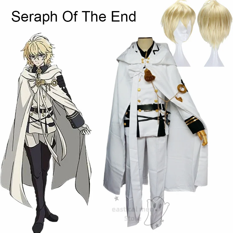 

No Seraph Mikaela Hyakuya Uniform Owari Halloween Party Outfit Anime Seraph of The End Cosplay Costume with Wig Full Set