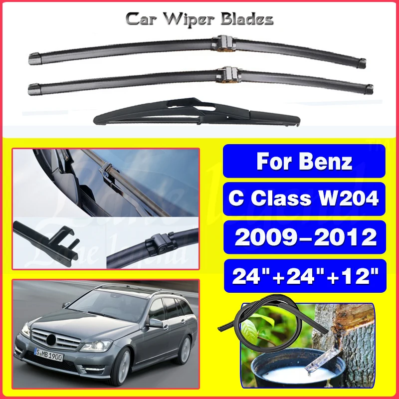 

Car Wiper Front Rear Wiper Blades Set For Mercedes Benz C Class W204 2009 - 2012 Windshield Windscreen Window 24"+24"+12"