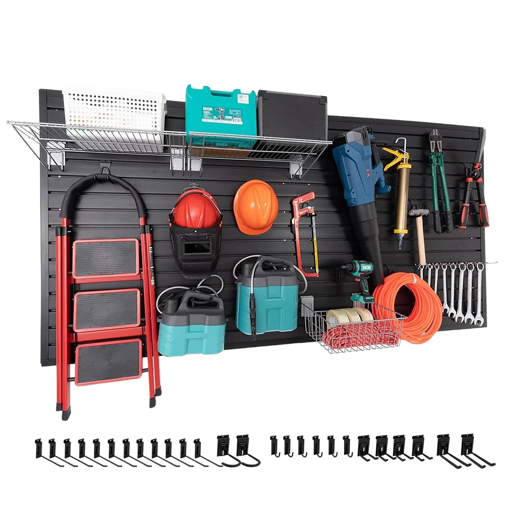 PVC Slat Wall Panel Set with 26 Hooks