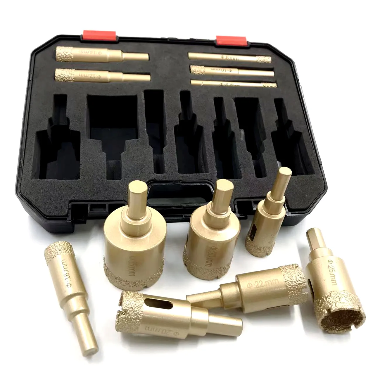 Coated Drill Bits Set 10-12Pcs 6-35mm Hole Saw Drill Kit tools Hand Tools for Glass Marble Granite Stone Tile Ceramic
