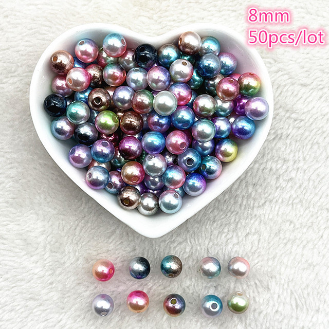 6mm--10mm Color Mixing Round Charms Acrylic Beads Loose Spacer Beads for Jewelry Makeing DIY Handmade Bracelet Accessories