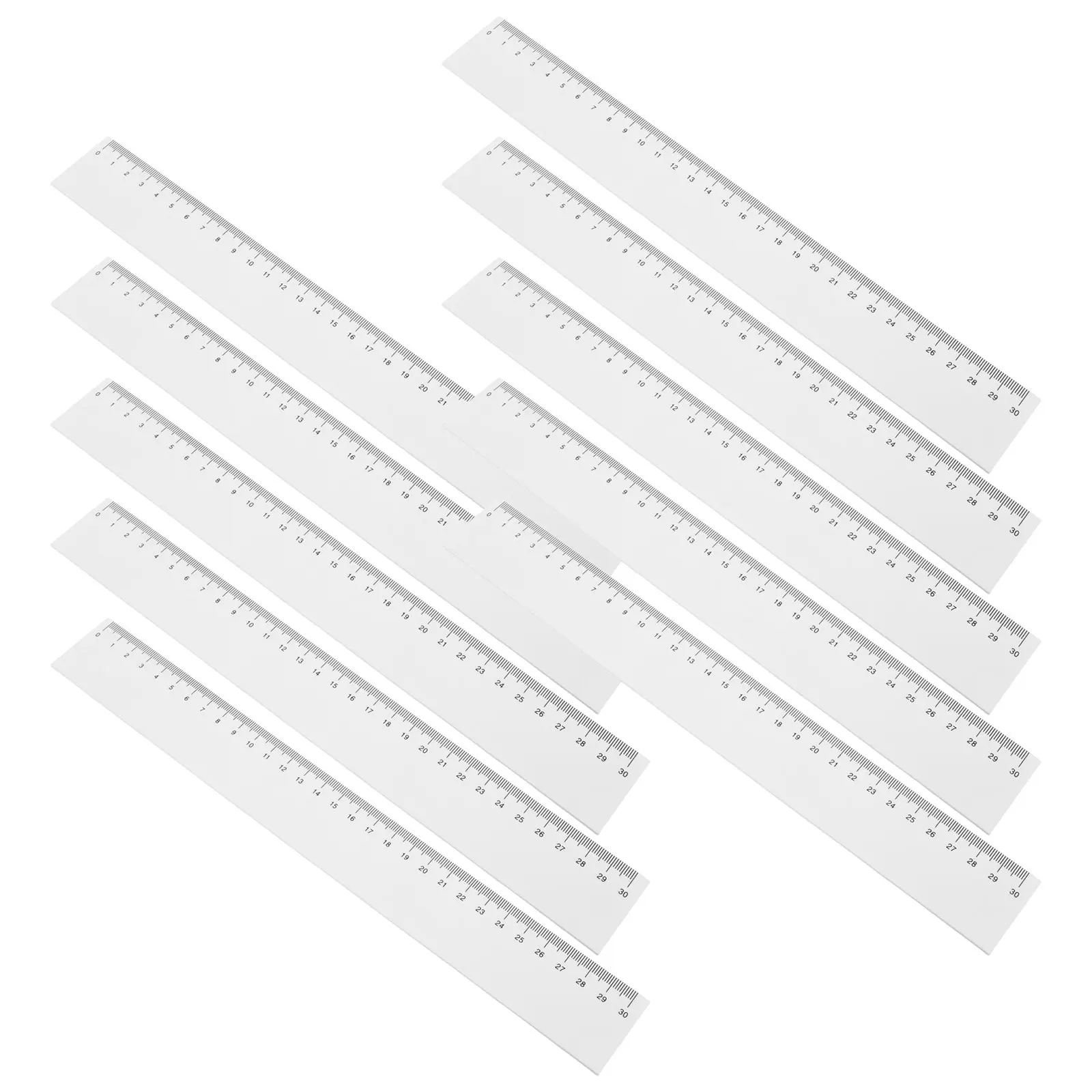 10Pcs 플라스틱 직선 자 세트 학생들을위한 경량 휴대용 측정 자 수학 기하학 사무실 제도 학교