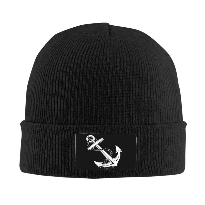 

Anchor nautical white Navy bonnet hat knitting hat men women fashion unisex navigation winter warm skullies beanies caps