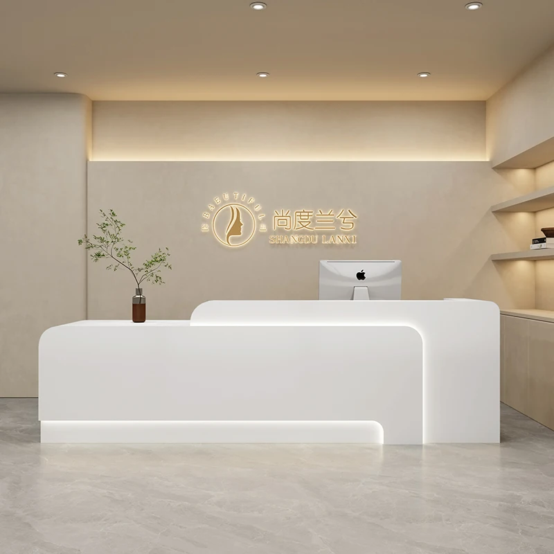 Reception White Desk Executive Front Nail Register Premium Hotel Desk Salon Modern Rezeption Desk Beauty Commercial Furniture register