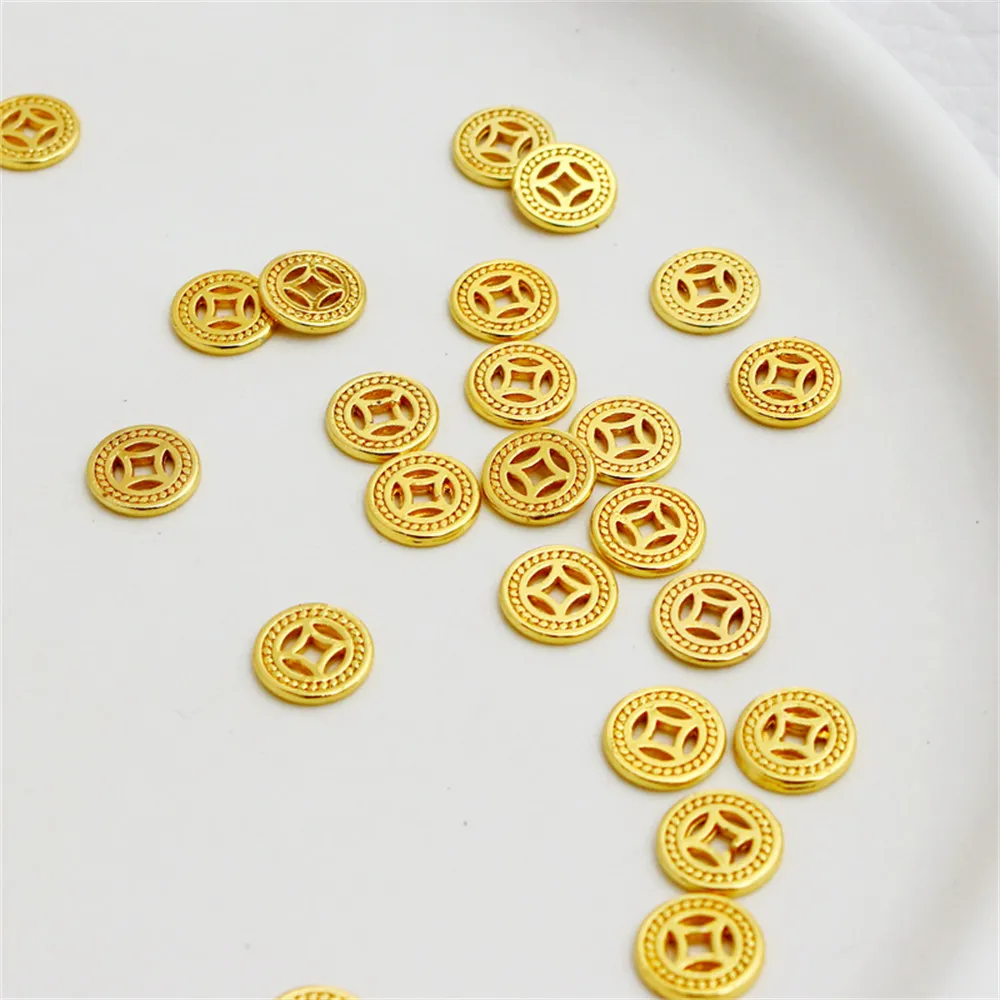 

8mm Copper Coin Flat Plate 18K Gold Plated Spacer Beads for DIY Jewelry Making Components Bracelets Accessories