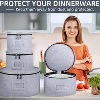 4Pcs/set Felt Storage Bag Glass Cup Plate Soup Spoon Case Dish Fabric Holder Porcelain Plates Anti-collision Felt Storage Bin 1