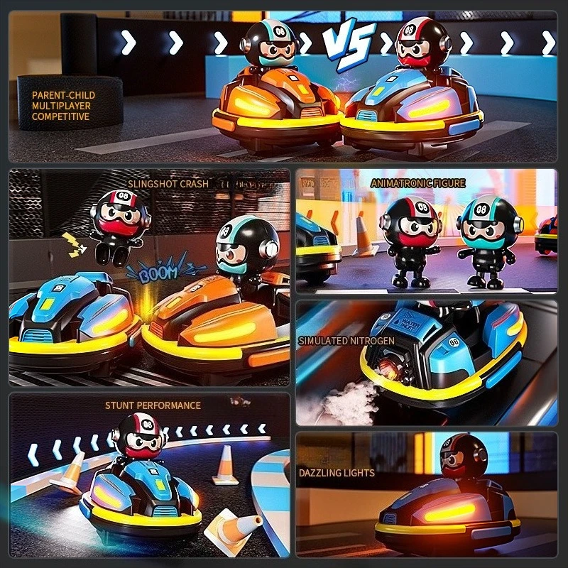 RC Battle Bumper Car Toy for Toddler Boy Girl Catapult Robot Karting Toy with Music Light RC Battle Game for Kids Family Battles
