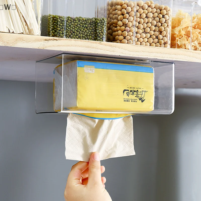 バW NakonW Badezimmer Wandmontierte selbstklebende Taschentuchbox Multifunktions-Aufbewahrungsbox für Papierhandtücher Tragbarer Taschentuchspenderhalter – Detail 2