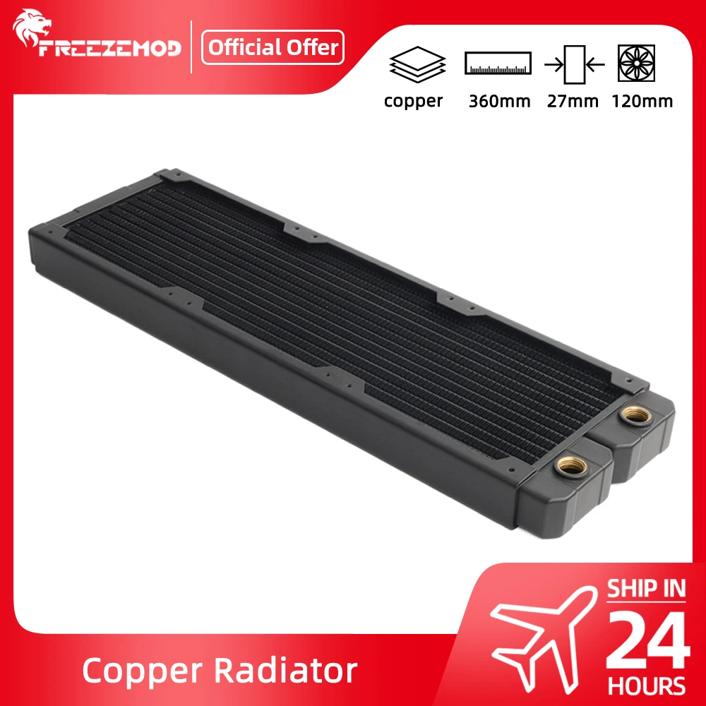 Zemod-dissipador de Cobre Parade pc 360 mm Radiator 27 mm Cooling Row 14 Flat Tube Watercooler Fins 12cm Fan Sr-l360g14 36cm Fãs