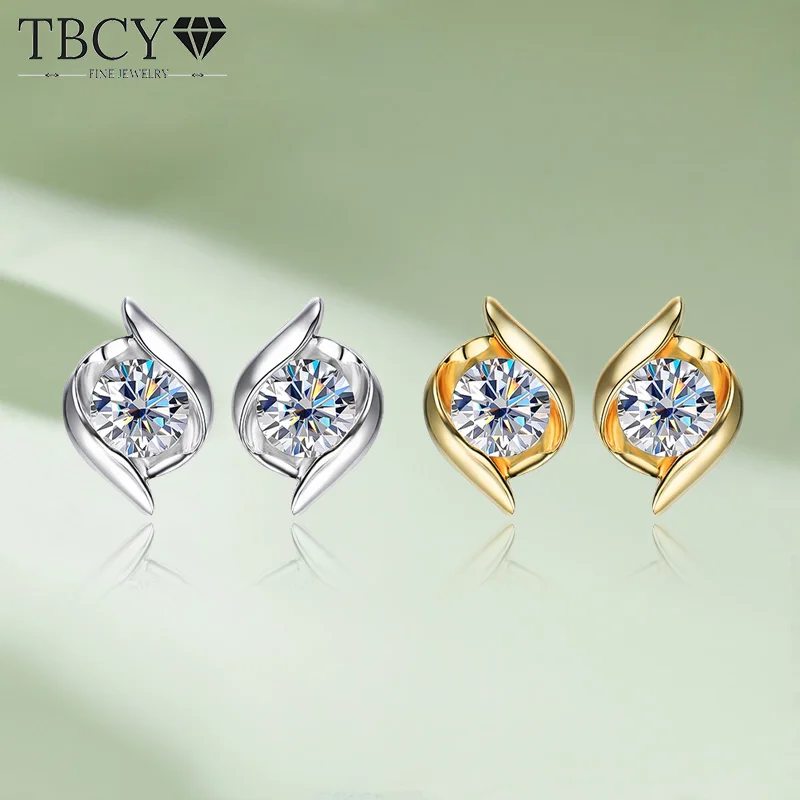 

TBCYD 5MM D Color VVS1 Round Moissanite Stud Earrings For Women S925 Silver Diamond Twisted Ear Studs Luxury Fine Jewelry Gifts