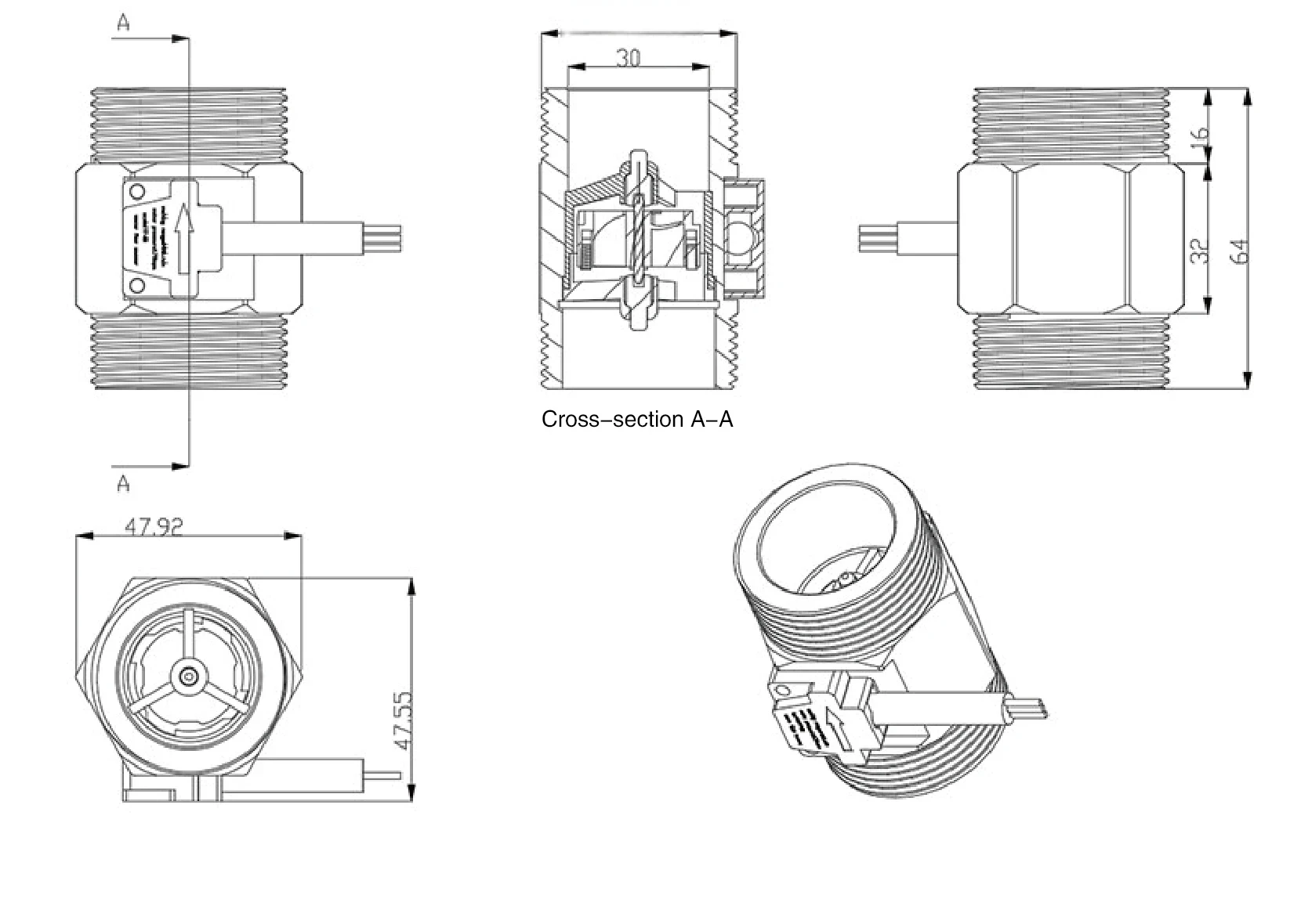 Stainless Steel Hall Flow Meter Electromagnetic Water Flow Sensor Industrial Flu