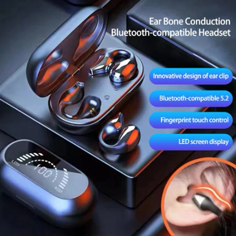 Per Xiaomi Redmi 10 Motorola Moto G71 5G Oppo Bone Conduction Concept Ear-Clip Gioco Sportivo Musica Noise Cancelling Bluetooth